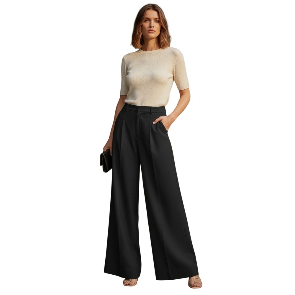Gap Black Wide‎ Leg Work Trousers Stretch Dress Pants Womens 30 NWOT